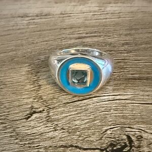 Silver Ring with Blue Gemstone